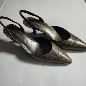 Liz Claiborne Brown Faux Snakeskin Vintage Heels Size 8